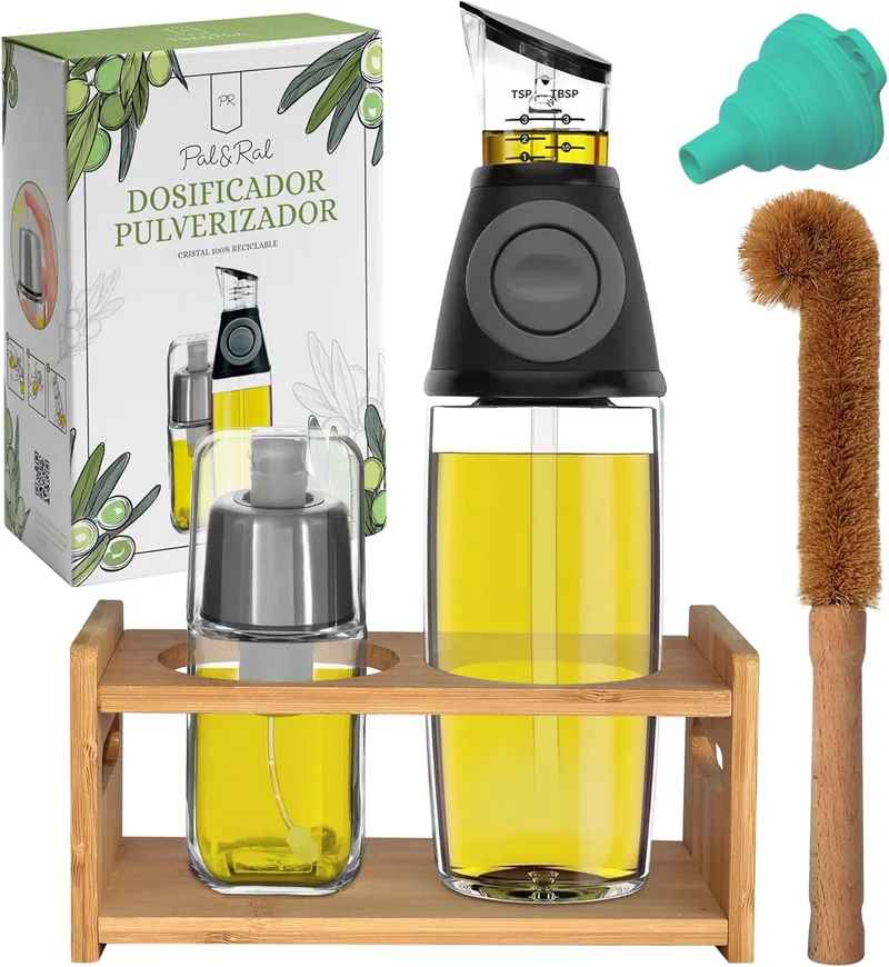 Pal&Ral ▫️ Pulverizador de óleo em spray, dispensador de óleo em spray e dispensador para airfryer e saladas, menos gordura e sem gotejamento, pulverizador de óleo em spray, pulverizador de óleo em spray para cozinha