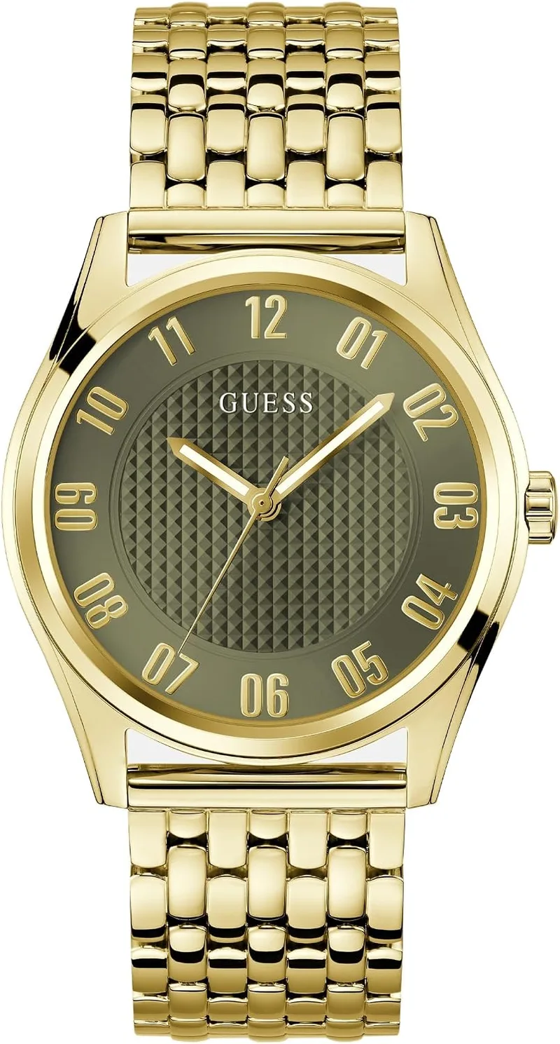 GUESS ▫️ Tate GW0895G2 - Relógio de pulso analógico para homem (quartzo, aço inoxidável, 42 mm, bracelete em aço inoxidável, 5 bar), cor verde