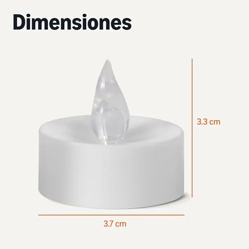 Amazon Basics ▫️ Velas LED sem chama alimentadas a pilhas, com pilhas incluídas, embalagem de 24 unidades, 3,65 cm (diâmetro) x 3,34 cm (altura), preto/branco 5