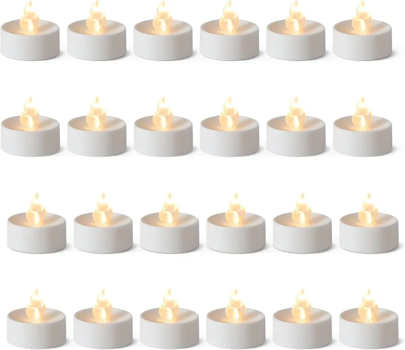 Amazon Basics ▫️ Velas LED sem chama alimentadas a pilhas, com pilhas incluídas, embalagem de 24 unidades, 3,65 cm (diâmetro) x 3,34 cm (altura), preto/branco