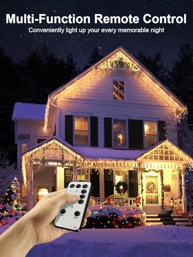 ARKOCHIC ▫️ Cortina de luzes de Natal para exterior de 10 m, luzes LED de Natal para exterior em branco quente 3