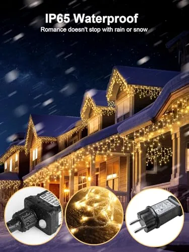 ARKOCHIC ▫️ Cortina de luzes de Natal para exterior de 10 m, luzes LED de Natal para exterior em branco quente 5