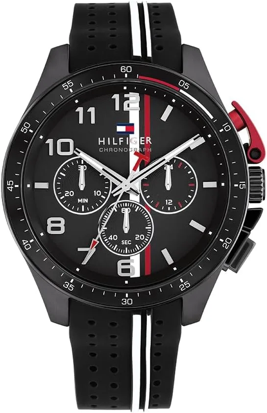 Tommy Hilfiger ▫️ Relógio cronógrafo de quartzo para homem com bracelete de silicone