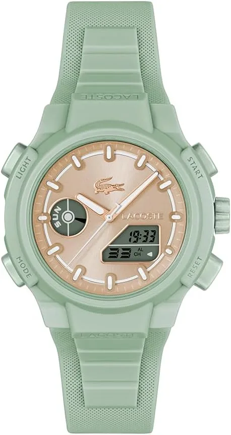 Relógio Multifunções Analógico-Digital de Quartzo Lacoste para Mulher Relógio Multifunções de Quartzo da Coleção LC33 com Bracelete de Silicone Verde - 2001433