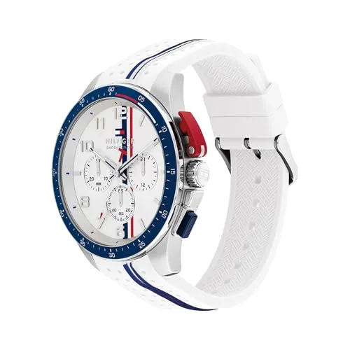 Tommy Hilfiger ▫️ Relógio cronógrafo de quartzo para homem com bracelete de silicone branco - 1792167 2