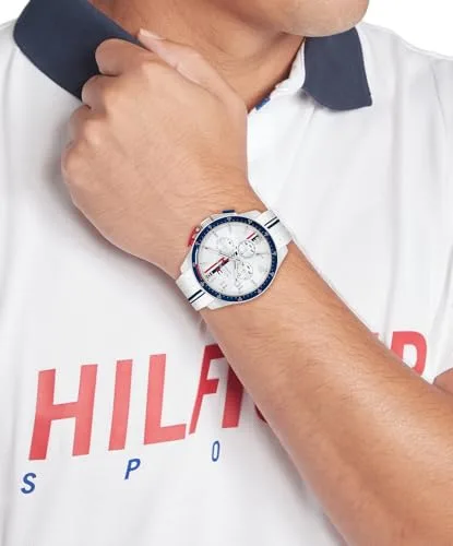 Tommy Hilfiger ▫️ Relógio cronógrafo de quartzo para homem com bracelete de silicone branco - 1792167 4