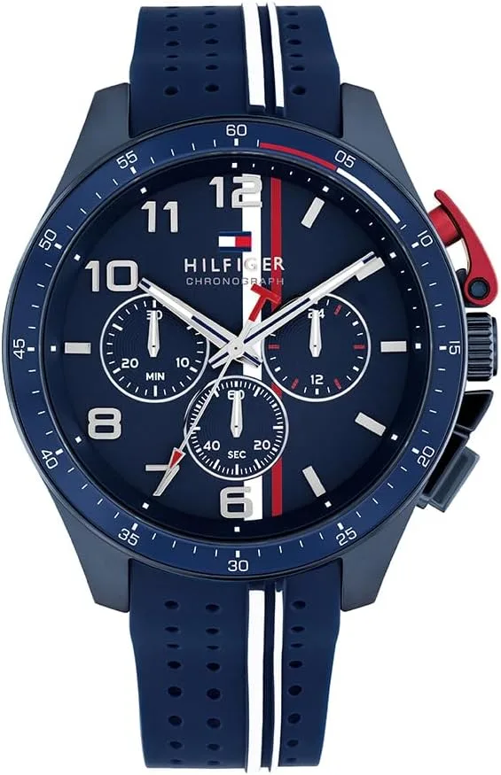 Tommy Hilfiger ▫️ Relógio cronógrafo de quartzo para homem, com bracelete de silicone