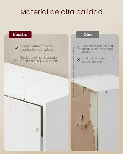 VASAGLE ▫️ Estante, Estante Vertical de 6 Níveis, com Portas, 24 x 60 x 175 cm, para Sala de Estar, Estúdio, Escritório, Sala de Jantar, Branco Nuvem LBC402W01 6