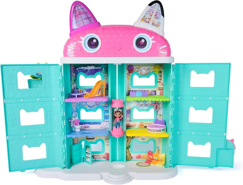 DREAMWORKS GABBY'S DOLLHOUSE ▫️ Gabby's Dollhouse - Gabby's Dollhouse Movie Dollhouse com Figura + 16 Acessórios - 6074334 - Brinquedos para meninas 3 anos + - Presentes para meninas 3 anos + - Jogos infantis