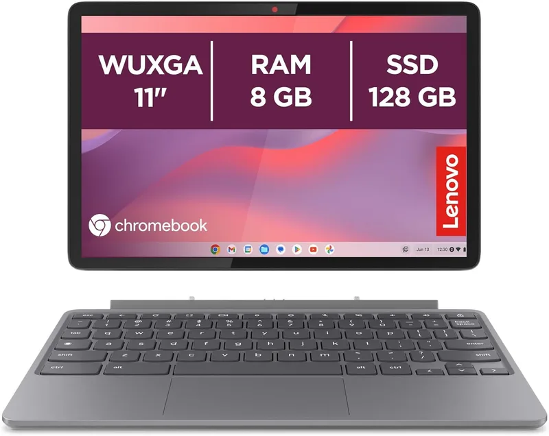 Lenovo ▫️ Chromebook Duet 11 Gen 9 - 11" WUXGA Táctil + Lápis Incluído (MediaTek Kompanio 838, 8GB RAM, 128GB Emmc, ChromeOS) Cinzento QWERTY + 3 Meses Google AI Pro com Gemini Pro e 2TB