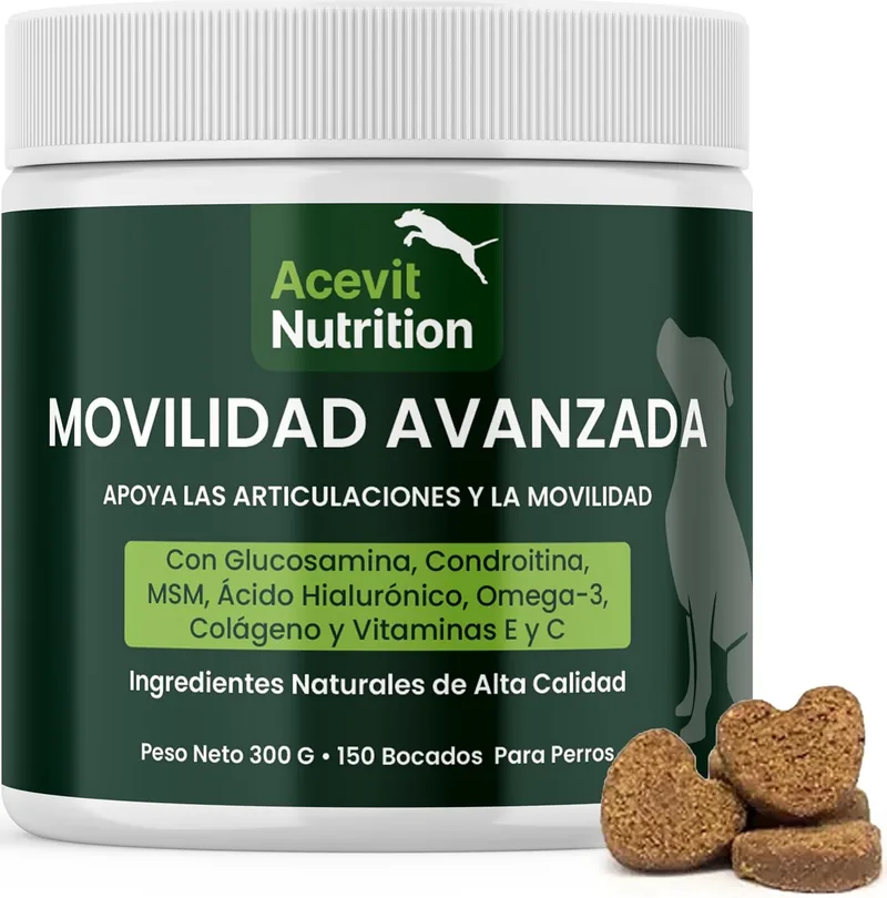 Acevit Nutrition ▫️ Chondroprotector Cães, 150 pcs, 100% Natural, Articulações e Cartilagem, Antiartrose com Glucosamina, Condroitina, MSM, Ácido Hialurónico, Colagénio, Ómega 3 & 6, Vitaminas C & E