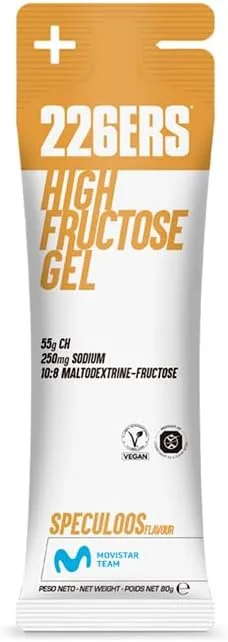 226ERS ▫️ Gel com Elevado Teor de Frutose, Gel Energético para Desportistas, com Maltodextrina e Frutose, Vegano e Sem Glúten, Fonte de Hidratos de Carbono, Sabor Speculoos, 1 Gel de 80 g
