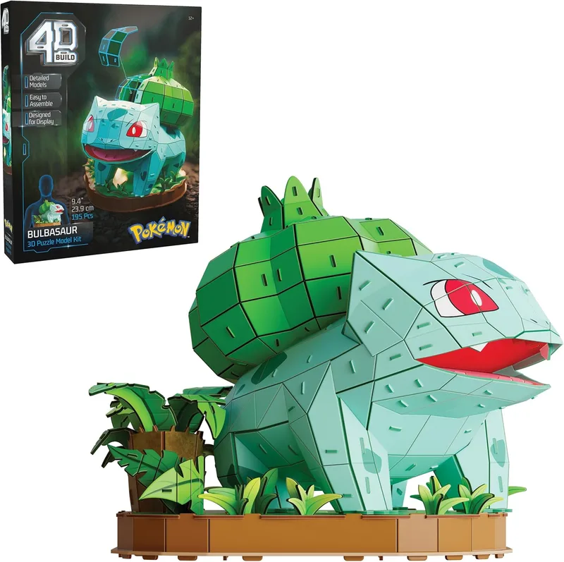 4D Build ▫️ Puzzle 3D Pokémon Bulbasaur Maquetes para montar, 195 peças