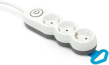 Garza ▫️ Power - Régua de 3 tomadas | com interrutor | Tomada plana | 1,4 metros Ladrão múltiplo | Proteção para crianças | Cor branca | Gama de design