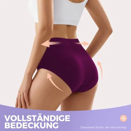 IceReco ▫️ Cuecas femininas de algodão, de cintura alta e elásticas – Conjunto de 5 5