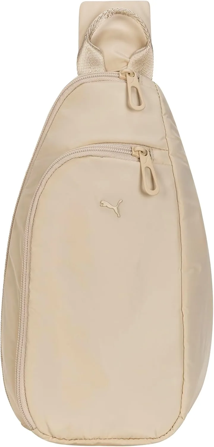 PUMA ▫️ Myriad - Saco desportivo mãos livres para mulher com alça reversível e compartimento duplo, Granola, Tamanho Único, Myriad Sling, saco desportivo mãos livres com alça reversível e compartimentos