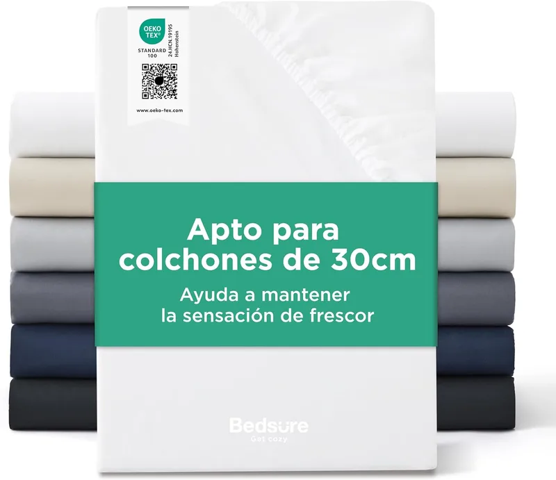 Bedsure ▫️ Lençol de Fundo Ajustável de 140 x 200 cm até 30 cm, com Certificado Öko-Tex, Microfibra Escovada, Respirável e de Secagem Rápida, Branco