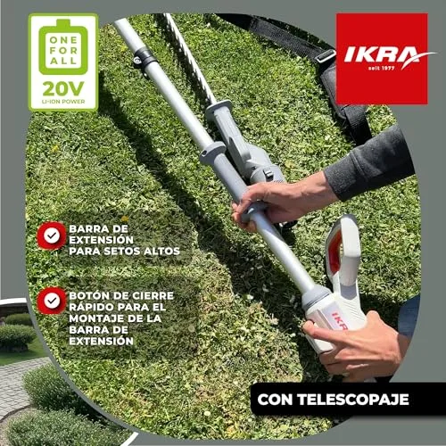 IKRA ▫️ Cortador de sebes a bateria 2 em 1 ICPH 2050 com haste telescópica 4