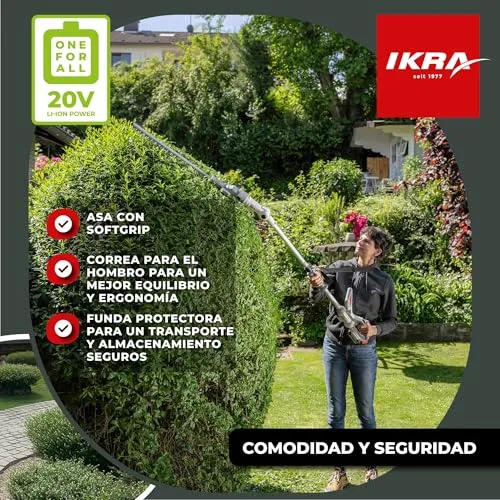 IKRA ▫️ Cortador de sebes a bateria 2 em 1 ICPH 2050 com haste telescópica 6