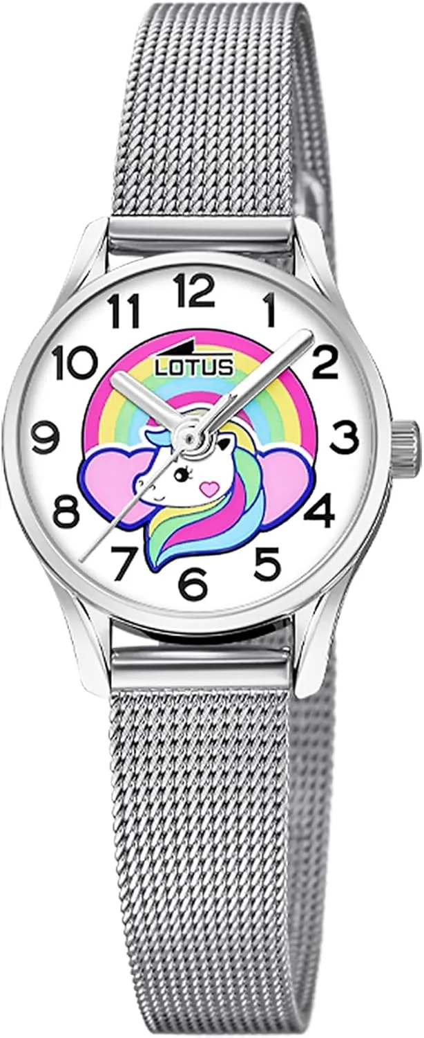 LOTUS ▫️ Relógio para menina, analógico, em aço inoxidável 316L prateado - Mecanismo de quartzo - Relógio infantil - Vidro de alta resistência 18571/M - com bracelete de oferta - Coleção Junior