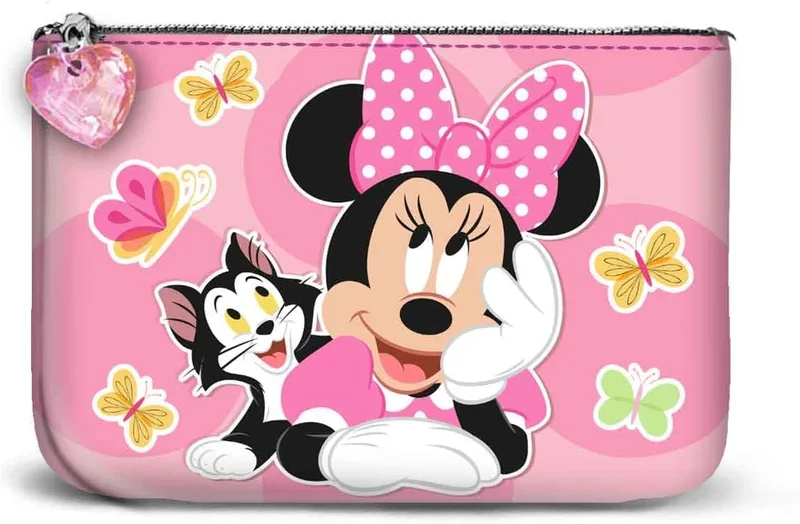 Disney ▫️ Minnie Mouse Kitten – Porta-moedas quadrado pequeno, rosa, 13 x 10 cm