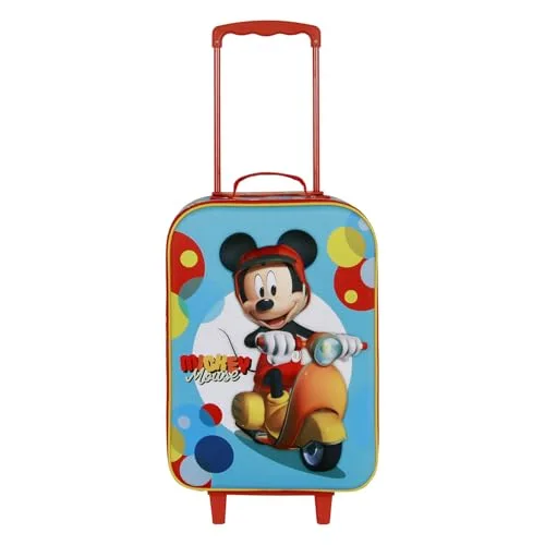 Disney ▫️ Mala-troley macia 3D Mickey Mouse, azul, 17 x 33 x 52 cm, capacidade de 26 L 2