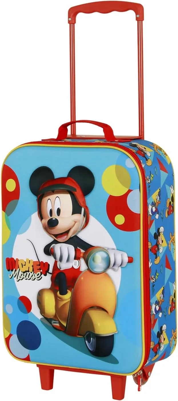 Disney ▫️ Mala-troley macia 3D Mickey Mouse, azul, 17 x 33 x 52 cm, capacidade de 26 L
