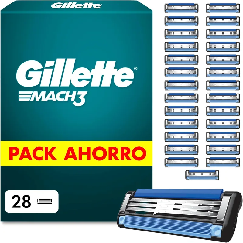 Gillette ▫️ Mach3 Base Lâminas de barbear para homem, embalagem de 28