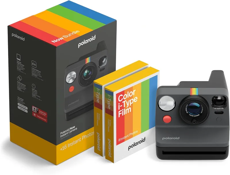Polaroid ▫️ Now Gen 3 - Câmara instantânea - Conjunto de câmara + rolo de filme a cores (16 fotografias) Preto (6560)