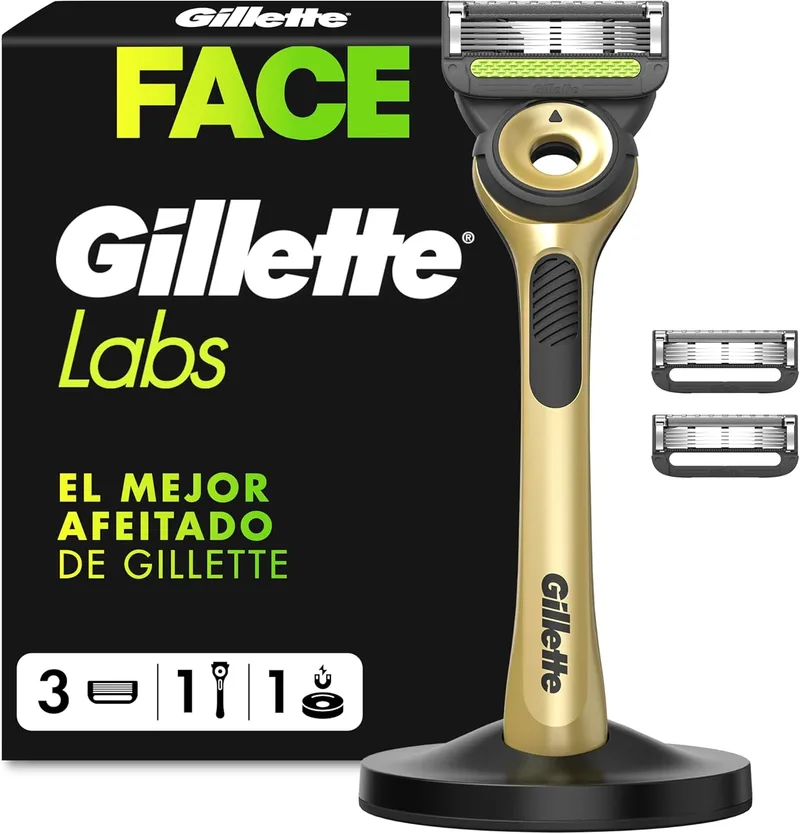 Gillette ▫️ Labs Máquina de barbear Champion Gold Edition com 3 lâminas de substituição