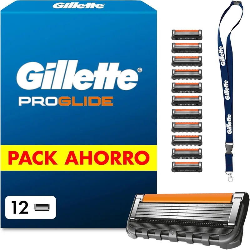 Gillette ▫️ Lâminas de barbear Proglide para homem, embalagem de 12 + porta-lâminas