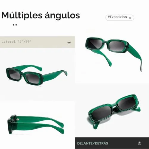 kimorn ▫️ Óculos de sol retro para senhora, óculos de proteção para condução, estilo retro, armação quadrada estreita, proteção UV400 4