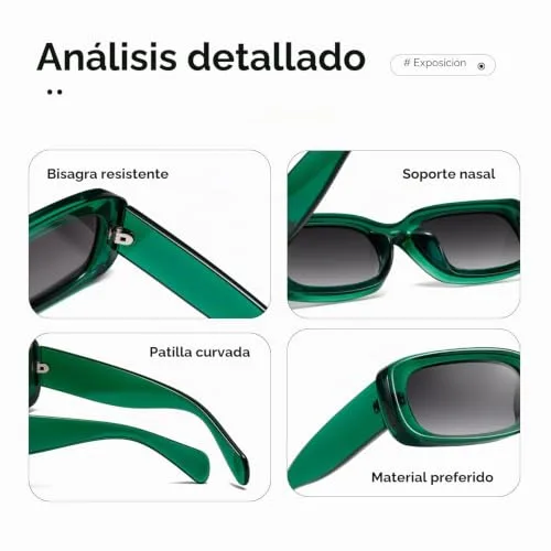 kimorn ▫️ Óculos de sol retro para senhora, óculos de proteção para condução, estilo retro, armação quadrada estreita, proteção UV400 5