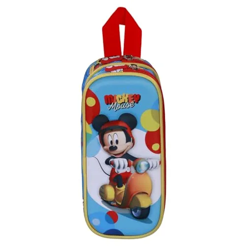 Disney ▫️ Mickey Mouse Scooter - Estojo multifuncional 3D duplo, azul, 22 x 10 cm 2