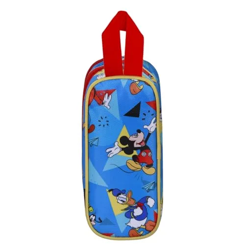 Disney ▫️ Mickey Mouse Scooter - Estojo multifuncional 3D duplo, azul, 22 x 10 cm 3