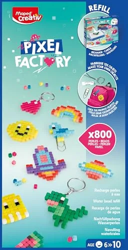 Maped CREATIV ▫️ MAPED Pixel Factory, Conjunto de Artesanato para Meninas, Cria Pulseiras, Porta-chaves e Criações Únicas com 800 Peças Coloridas, Kit Criativo para Brincar e Criar, Presente Ideal para Meninas 2