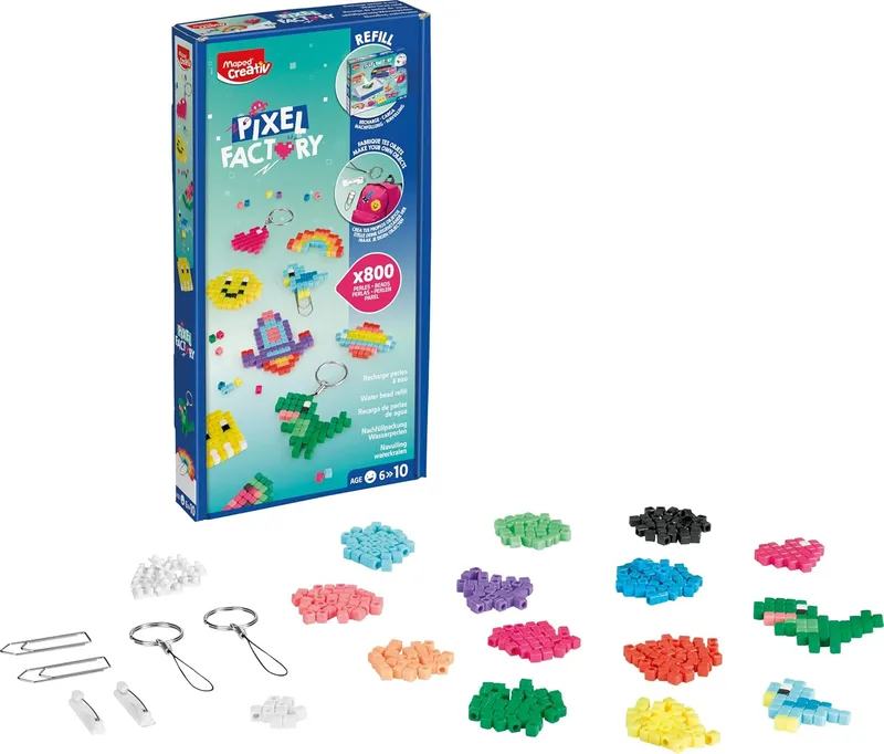 Maped CREATIV ▫️ MAPED Pixel Factory, Conjunto de Artesanato para Meninas, Cria Pulseiras, Porta-chaves e Criações Únicas com 800 Peças Coloridas, Kit Criativo para Brincar e Criar, Presente Ideal para Meninas