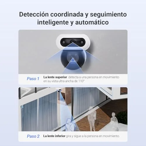 EZVIZ ▫️ Câmara de vigilância Wi-Fi exterior com lente dupla de 8 MP (4 MP + 4 MP), câmara IP de segurança de 360° com visão noturna a cores, deteção por IA de pessoas/veículos, áudio bidirecional, compatível com Alexa, à prova de água, C90 Dual 4