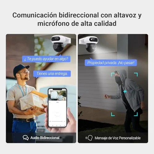 EZVIZ ▫️ Câmara de vigilância Wi-Fi exterior com lente dupla de 8 MP (4 MP + 4 MP), câmara IP de segurança de 360° com visão noturna a cores, deteção por IA de pessoas/veículos, áudio bidirecional, compatível com Alexa, à prova de água, C90 Dual 6