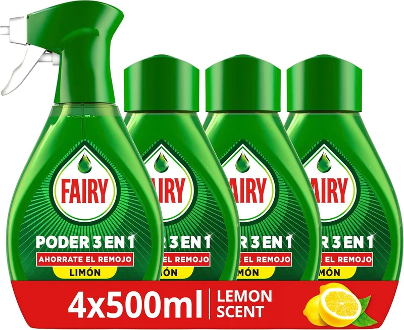FAIRY ▫️ Spray Poder Sem Enxaguamento Pré-Tratamento Limão, 4x500 ml