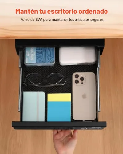 VEVOR ▫️ Gavetas deslizantes para debaixo da secretária com fechadura, gaveta extraível montada debaixo da mesa, organizador de arrumação oculto para secretária com fechadura para escritório, 365 x 335 x 185 mm 6