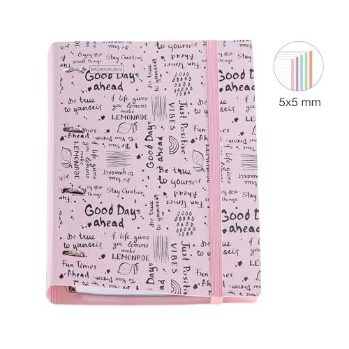 Miquelrius ▫️ Pasta de plástico polyfoam, Pasta com argolas A4, Inclui um refil de 100 folhas quadriculadas + 4 separadores + 1 envelope de polipropileno, Pasta com 4 argolas, Fecho de borracha 2