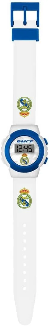 Real Madrid ▫️ Relógio digital de quartzo para crianças com bracelete de silicone RM00014, branco, bracelete