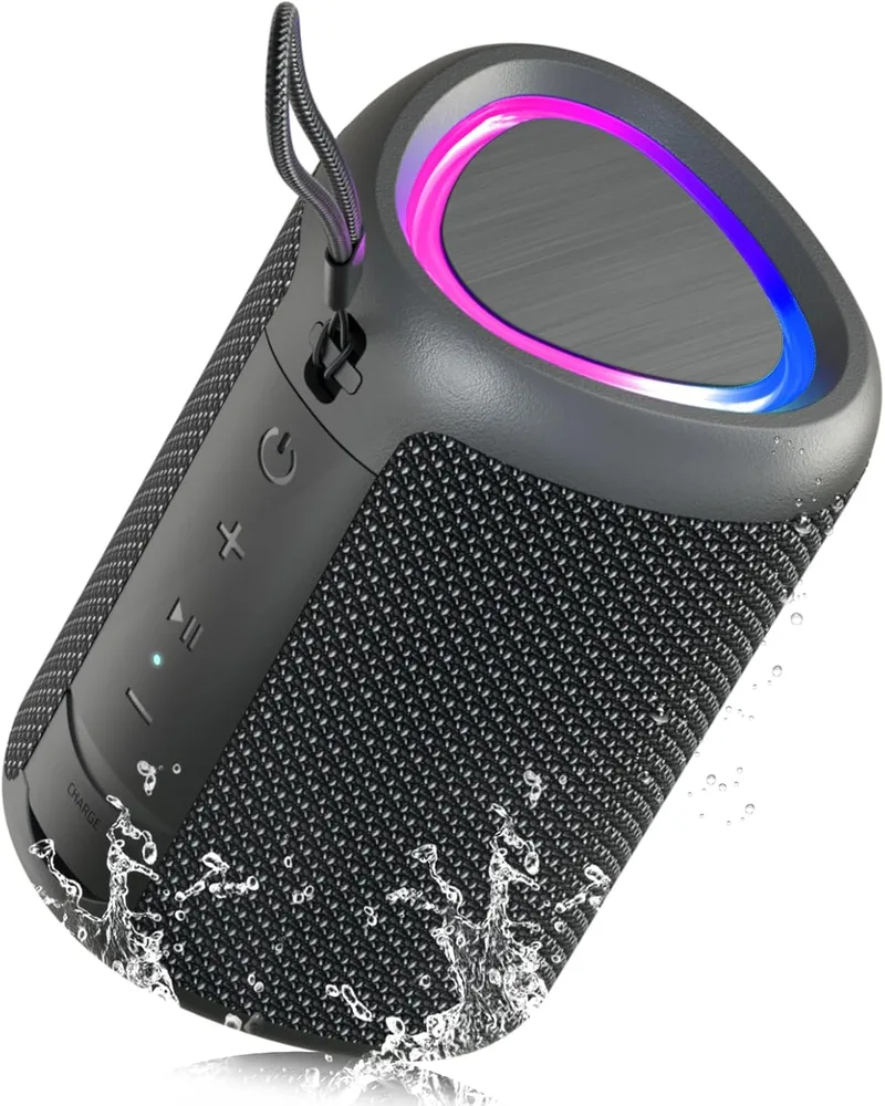 UOHHBOE ▫️ Altifalante Bluetooth 5.3, Altifalante Bluetooth Potente com Luz RGB, Graves Potentes, Altifalante Bluetooth de 15 W à prova de água IPX5, TWS/AUX/TF - Ideal para festas, praia e atividades ao ar livre
