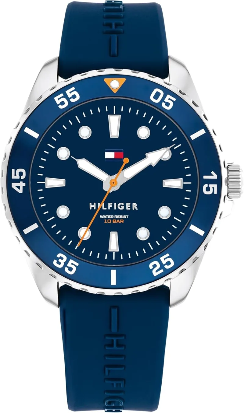 Tommy Hilfiger ▫️ Relógio com mecanismo de quartzo e três ponteiros para jovens, com bracelete em aço inoxidável ou silicone
