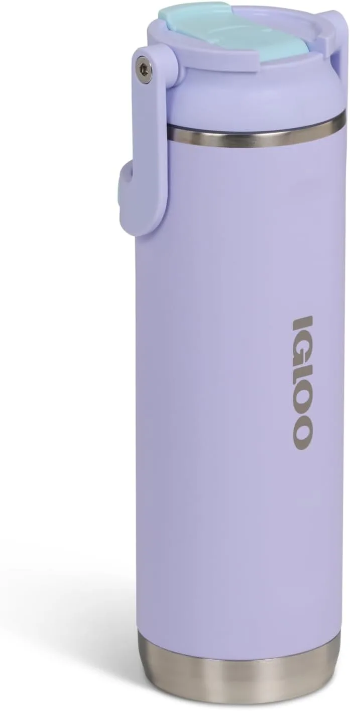 Igloo ▫️ Garrafa térmica Sipper 20 - garrafa de aço inoxidável de 0,6 L, isolada e à prova de fugas, ideal para a escola, escritório, desporto e exterior - reutilizável e duradoura
