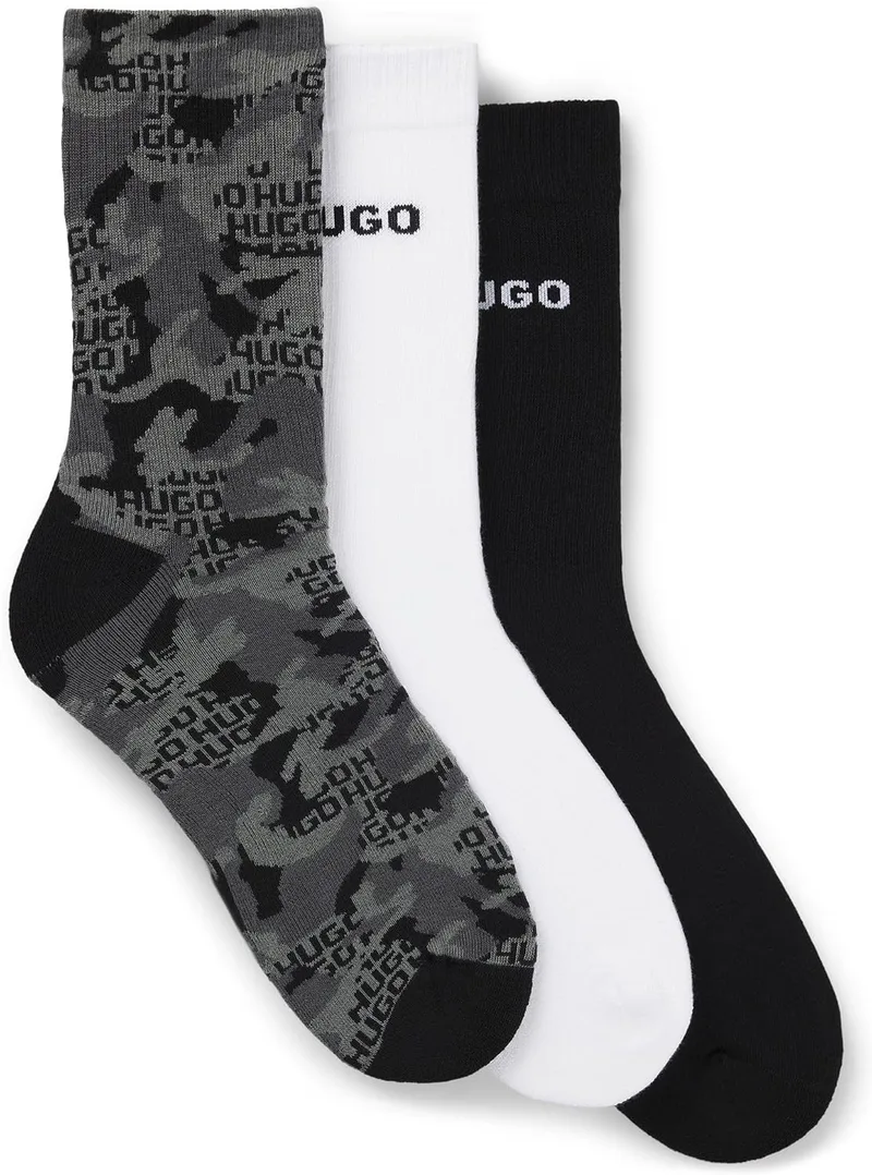 HUGO ▫️ Meias curtas (conjunto de 3) para homem