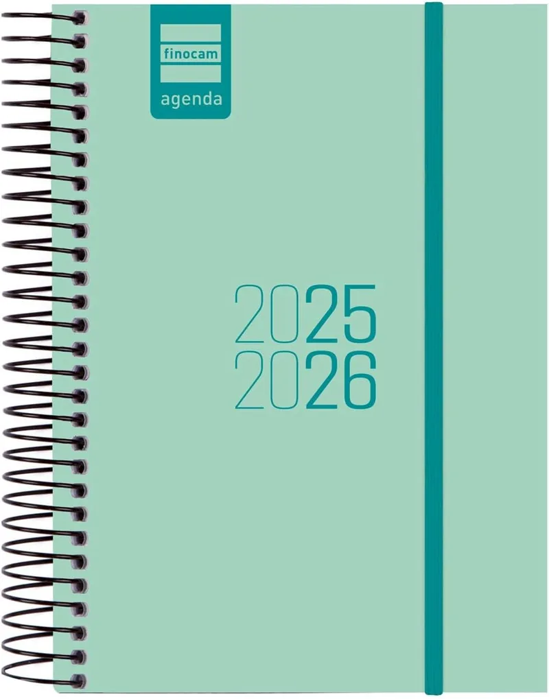 Finocam ▫️ Agenda Espir Curso 2025 2026 1 Dia Página setembro 2025- agosto 2026 (12 meses) Turquesa Inglês