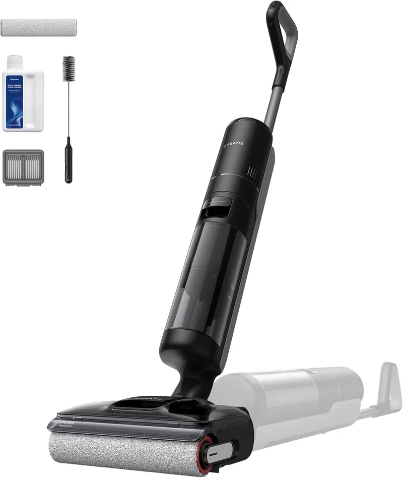 DREAME ▫️ H12 Pro FlexReach Aspirador para limpeza a seco e a húmido, alcance plano de 180°, secagem durante 5 minutos, 18 000 Pa de sucção, lavagem a quente a 90 °C, limpeza de ponta a ponta, 50 minutos de limpeza