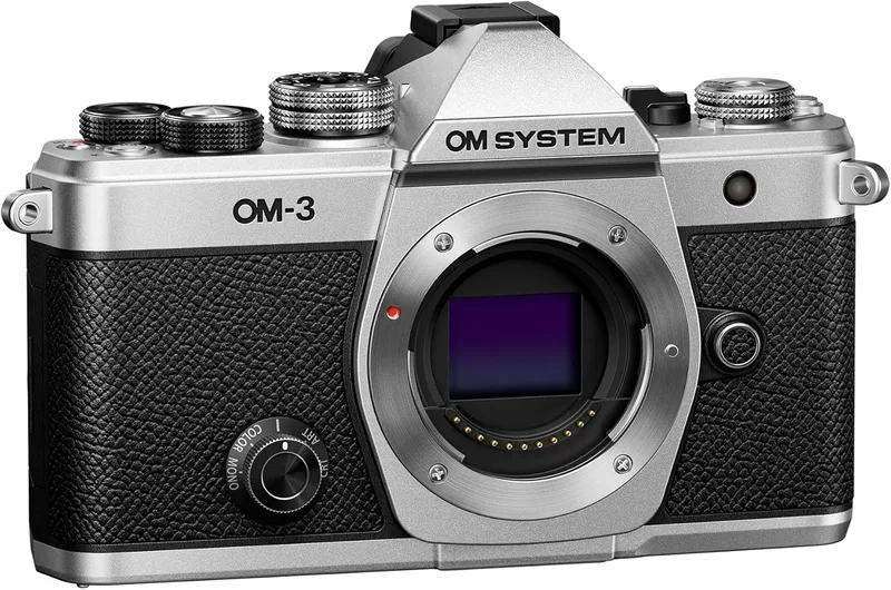 OM SYSTEM ▫️ Câmara do Sistema Micro Quatro Terços OM-3, sensor empilhado BSI de 20 MP, estabilização de imagem de 5 eixos, prateado